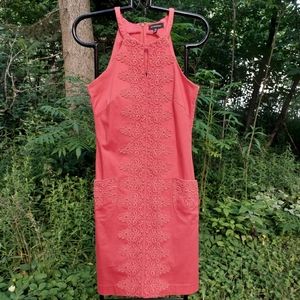 Crochet Detail Midi Dress by Le Chateau